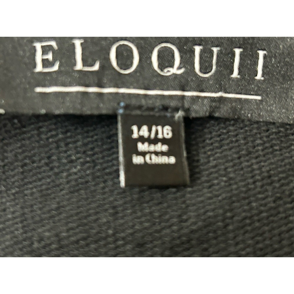 Eloquii Plus Size 14/16 Sweatshirt Black Long Sleeve Round Neck Cutout Beads - Picture 7 of 14